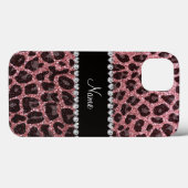 Individuelle Name hellrosa Glitzer Leopard Case-Mate iPhone Hülle (Rückseite (Horizontal))