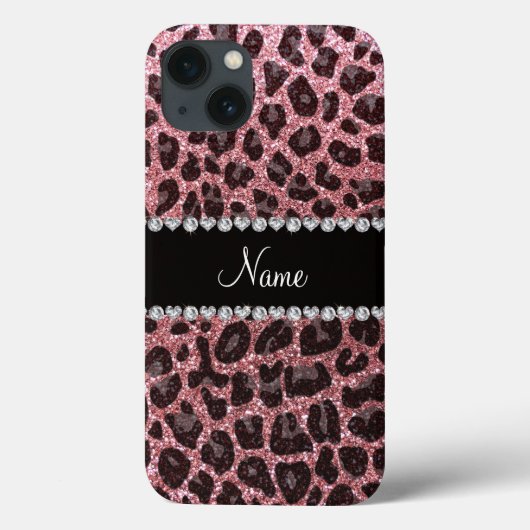 Individuelle Name hellrosa Glitzer Leopard Case-Mate iPhone Hülle (Rückseite)