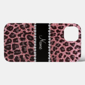 Individuelle Name hellrosa Glitzer Leopard Case-Mate iPhone Hülle (Rückseite (Horizontal))