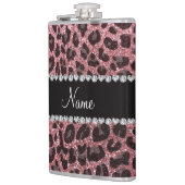 Individuelle Name hellrosa Glitzer Leopard Flachmann (Links)