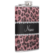 Individuelle Name hellrosa Glitzer Leopard Flachmann (Rechts)