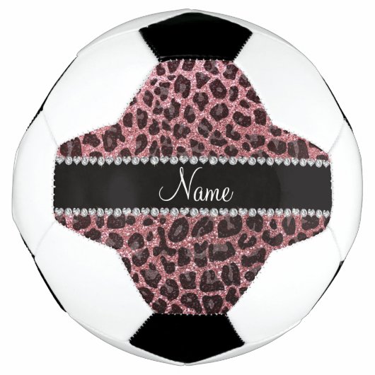 Individuelle Name hellrosa Glitzer Leopard Fußball (Vorderseite)