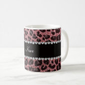 Individuelle Name hellrosa Glitzer Leopard Kaffeetasse (VorderseiteRechts)