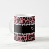 Individuelle Name hellrosa Glitzer Leopard Kaffeetasse (Vorderseite Links)