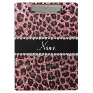 Individuelle Name hellrosa Glitzer Leopard Klemmbrett