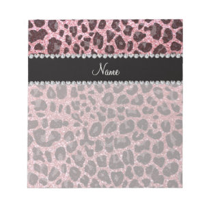 Individuelle Name hellrosa Glitzer Leopard Notizblock