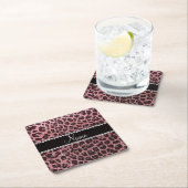Individuelle Name hellrosa Glitzer Leopard Rechteckiger Pappuntersetzer (Vor Ort)