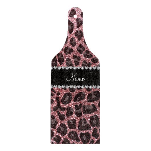Individuelle Name hellrosa Glitzer Leopard Schneidebrett (Vorderseite)