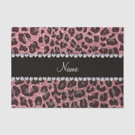 Individuelle Name hellrosa Glitzer Leopard Seidenpapier (Vorderseite)