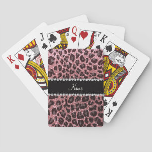 Individuelle Name hellrosa Glitzer Leopard Spielkarten