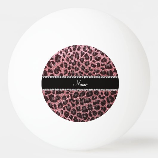 Individuelle Name hellrosa Glitzer Leopard Tischtennisball (Rückseite)
