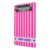 Individuelle Name + Hellrosa und tiefrosa Streifen Mini Klemmbrett (Gewinkelt2)
