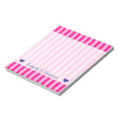 Individuelle Name + Hellrosa und tiefrosa Streifen Notizblock (Rotiert)