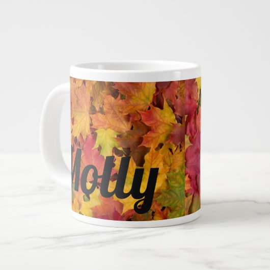 Individuelle Name Herbst Herbstlaub Kaffeebecher Jumbo-Tasse (Vorderseite Links)