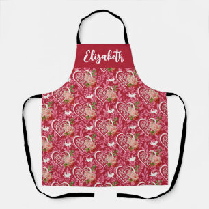 Individuelle Name Herz & Blume Valentine Schürze