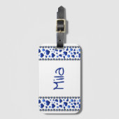 Individuelle Name, Herz des blauen Glitzer Gepäckanhänger (Vorderseite Vertikal)