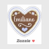 Individuelle Name Herzform Gingerbrot Cookie Aufkleber (Blatt)