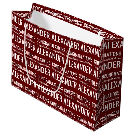 Individuelle Name Herzlichen Glückwunsch Große Ges Geschenktüte (Vorderseite Schrägansicht)