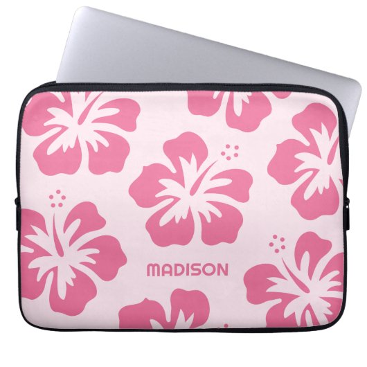 Individuelle Name Hibiskus Laptopschutzhülle (Vorderseite)