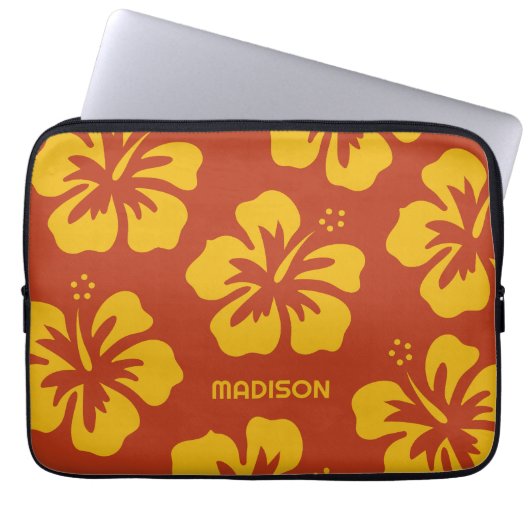 Individuelle Name Hibiskus Laptopschutzhülle (Vorderseite)
