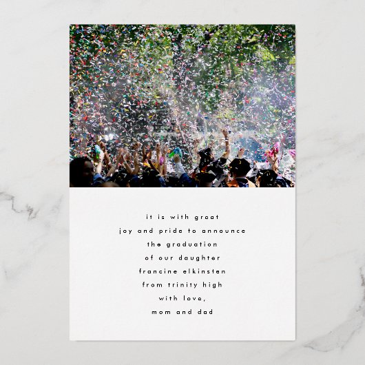 Individuelle Name High School Abschluss Gold Folieneinladung (Rückseite)