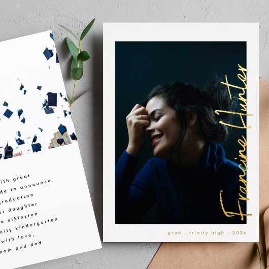 Individuelle Name High School Abschluss Gold Folieneinladung