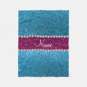 Individuelle Name Himmel Blau Glitzer rosa Streife Fleecedecke