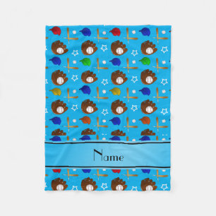 Individuelle Name Himmel blaue Baseballhandschuhbä Fleecedecke