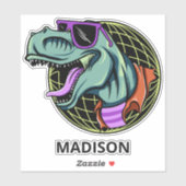 Individuelle Name Hipster T-Rex Aufkleber (Blatt)