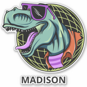 Individuelle Name Hipster T-Rex Aufkleber