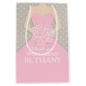 Individuelle Name Hochzeit Brautjungfrau Kleid ros Mittlere Geschenktüte (Vorderseite)