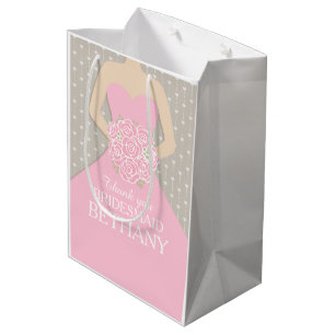 Individuelle Name Hochzeit Brautjungfrau Kleid ros Mittlere Geschenktüte