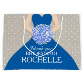 Individuelle Name Hochzeit Brautkleid blaue Tasche Große Geschenktüte (Vorderseite)