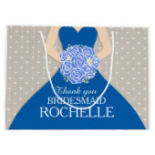 Individuelle Name Hochzeit Brautkleid blaue Tasche Große Geschenktüte (Rückseite)