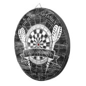 Individuelle Name-Hochzeit in Schwarz-Weiß-Holz Dartscheibe (Vorderseite rechts)