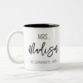 Individuelle Name Hochzeitstag Personalisiert Hoch Zweifarbige Tasse