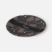 Individuelle Name-Hockeyschläger Pappteller (Schrägansicht)