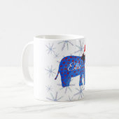 Individuelle Name Holiday Tasse, Elefantenkunst Kaffeetasse (Vorderseite Links)
