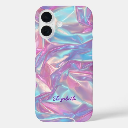 Individuelle Name Holographic Pastel Iridescent Case-Mate iPhone Hülle (Rückseite)