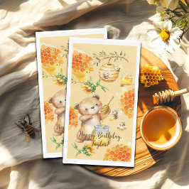 Individuelle Name Honey Bear Bienen Geburtstagspar Serviette