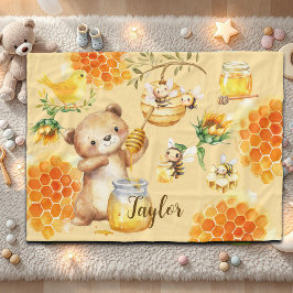 Individuelle Name Honey Bear Bienen Kinder Fleecedecke
