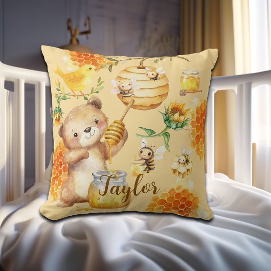 Individuelle Name Honey Bear Bienen Kissen