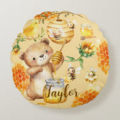 Individuelle Name Honey Bear Bienen Rundes Kissen (Vorderseite)