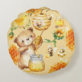 Individuelle Name Honey Bear Bienen Rundes Kissen (Rückseite)