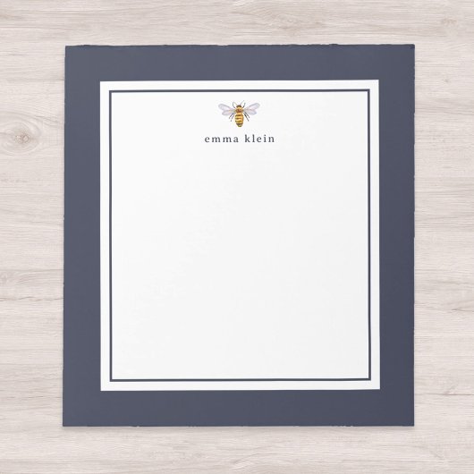 Individuelle Name Honey Bee on Navy Blue Notizblock