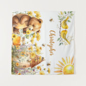 Individuelle Name Honey Bees Teddy Bear Hintergrun Wandteppich (Vorderseite (Horizontal))