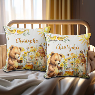 Individuelle Name Honey Bees Teddy Bear Kissen