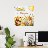 Individuelle Name Honey Bees Teddy Bear Poster (Heimbüro)