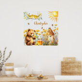 Individuelle Name Honey Bees Teddy Bear Poster (Küche)