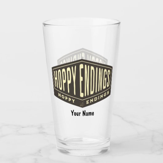 Individuelle Name Hoppy Ending Funny Pint Beer Gla Glas (Vorderseite)